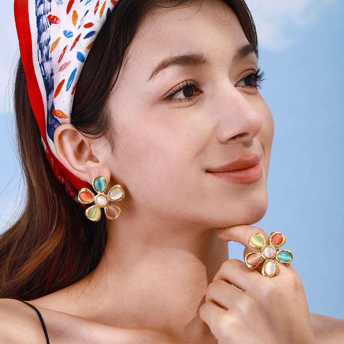 Wholesale Stainless Steel Flower Light Luxury Ring