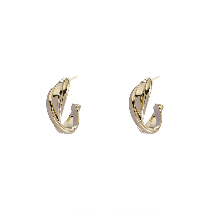 Wholesale Retro Light Luxury Golden c-shaped Earrings