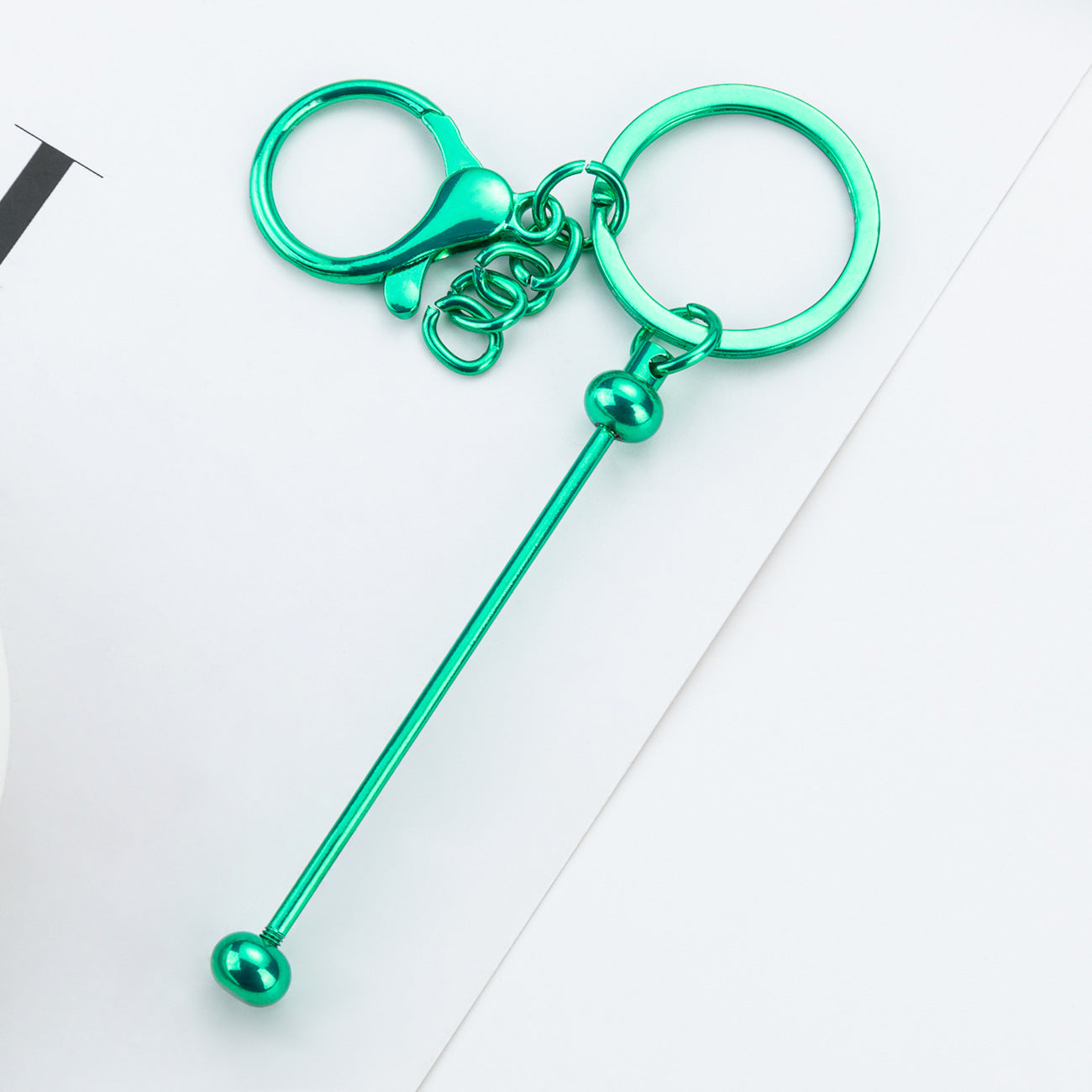 Wholesale DIY Beaded Keychain UV Electroplated Metal Keychain