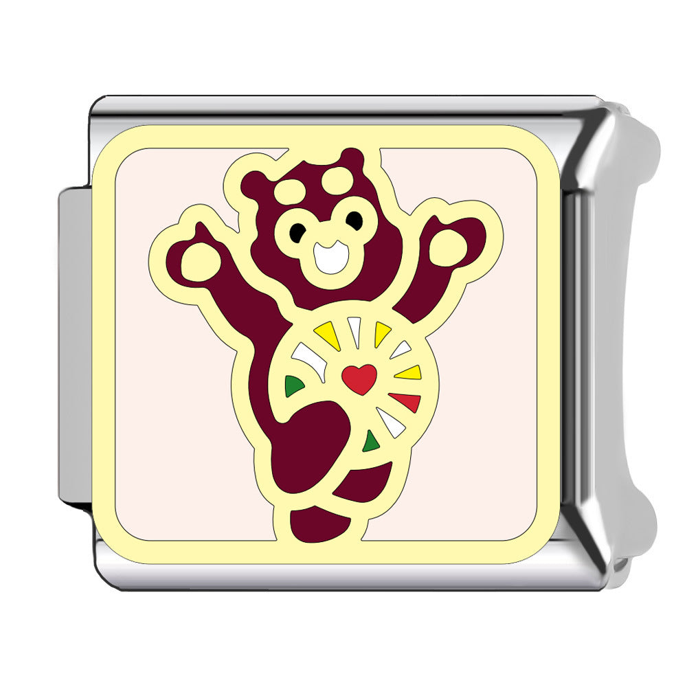 Wholesale Italian Charm Bracelet 9mm DIY Cartoon bear   Creative Stainless Steel Composable Bracelet