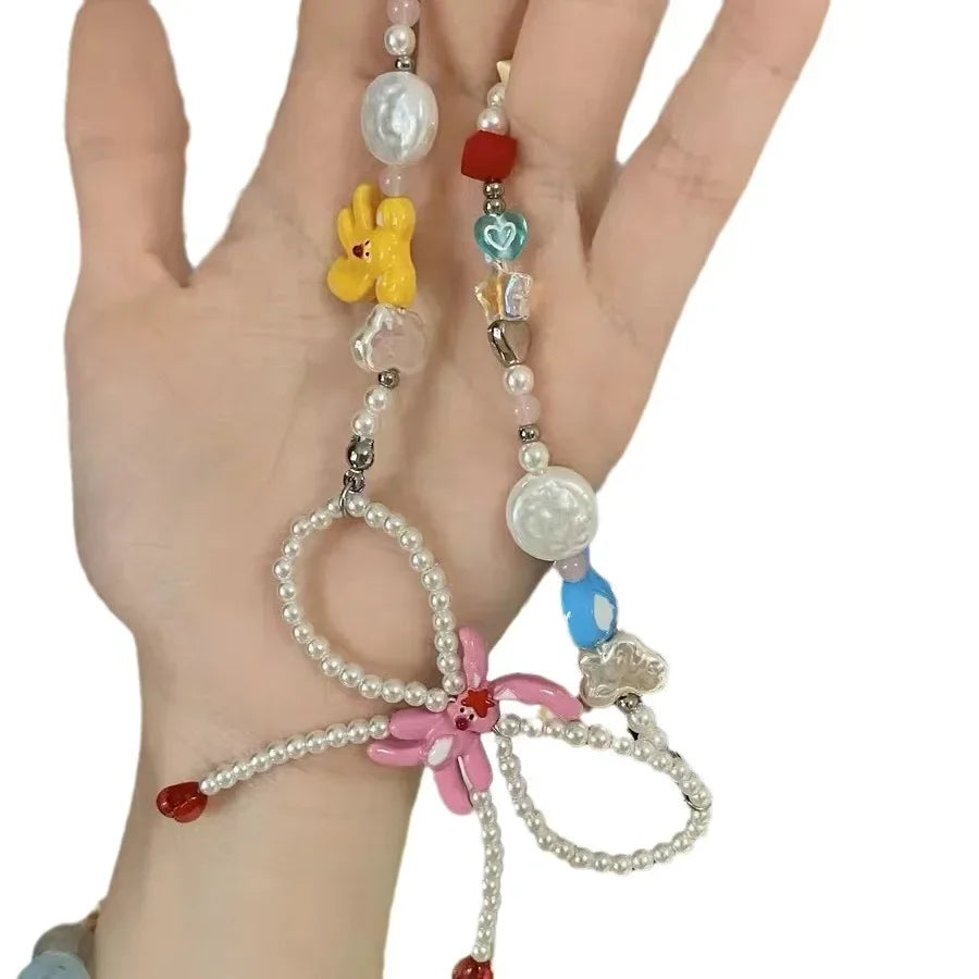 Wholesale Beaded Bow Stainless Steel Girls Adjustable Necklace