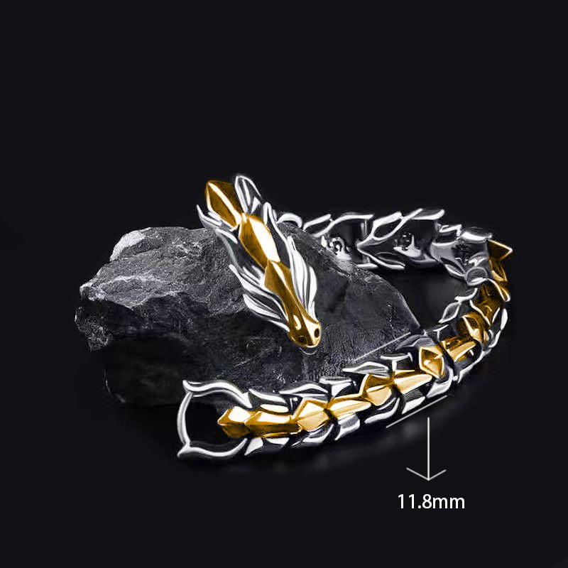 Wholesale Retro Faucet Multicolor Hand Decoration Dragon Lin Pattern Dragon Bone Punk Hip Hop Men's Bracelet ACC-BT-YunJin006