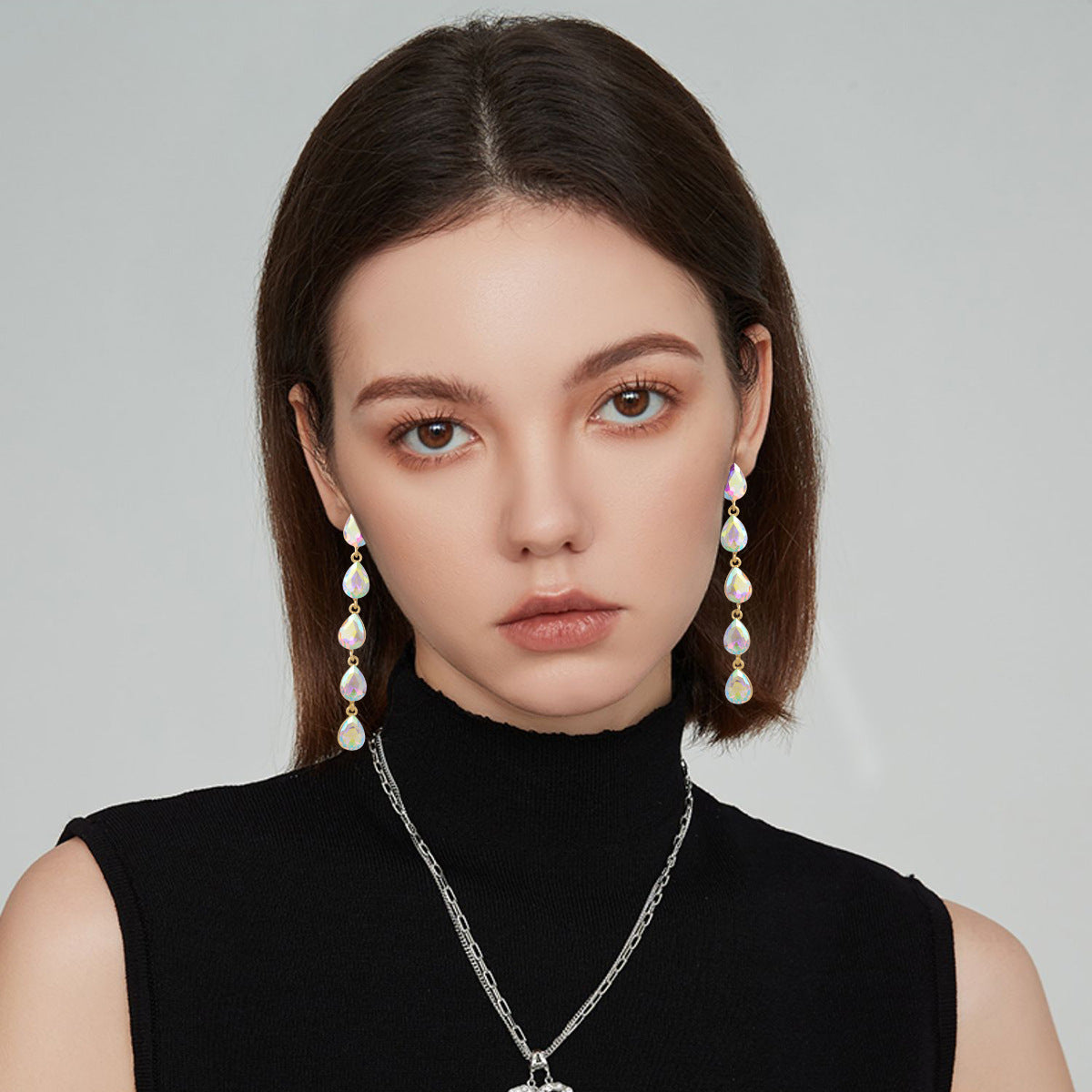 Wholesale Rhinestone Earrings Water Drop Long Luxury Earrings ACC-ES-YiN007