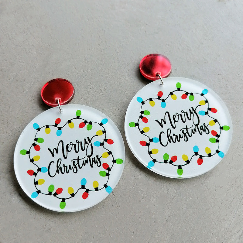 Wholesale 2pairs/pack Colorful Light Round Acrylic Christmas Tree Earrings ACC-ES-HY118
