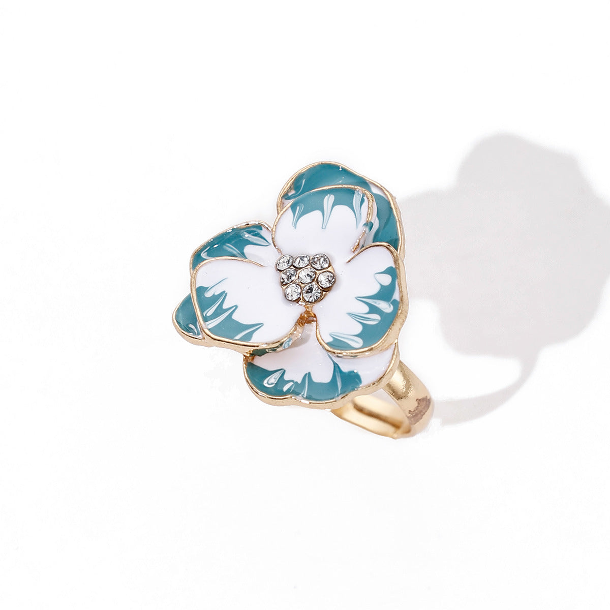 Wholesale Dripping Oil Flower Adjustable Ring Zinc Alloy Women' s Fashion Jewelry Gift Boutique