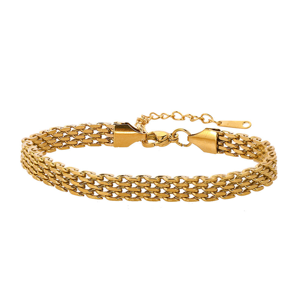 Wholesale 18K Stainless Steel Woven Chain Unisex Bracelet Trendy Everyday Jewelry Accessory Gift