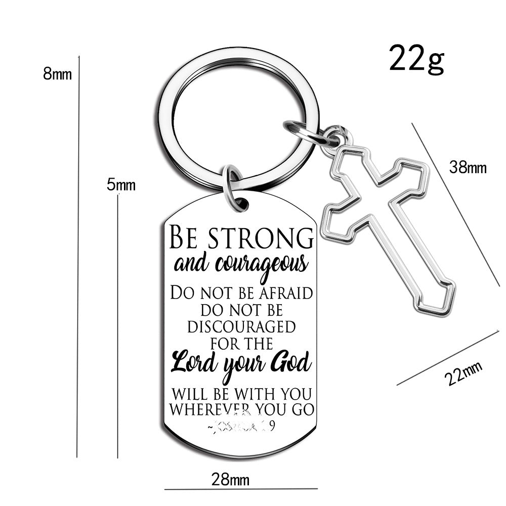 Wholesale 5pcs Stainless steel military tag keychain cross - a commemorative Christmas gift for friends.