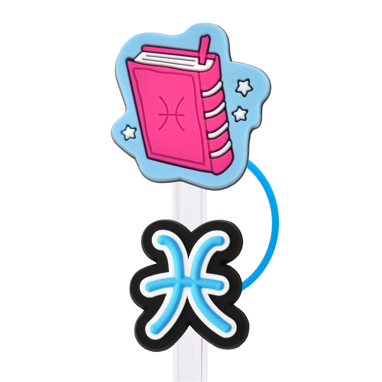 Wholesale Random Color 100pcs Twelve Constellations Straw Tube Cap 10mm Soft Glue Straw Decoration Straw Cover ACC-SCR-RYY029