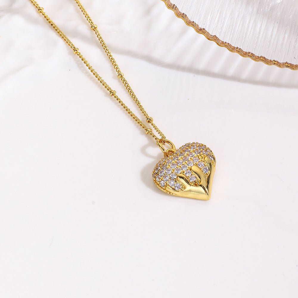 Wholesale Heart necklace copper plated 18k pendant necklace