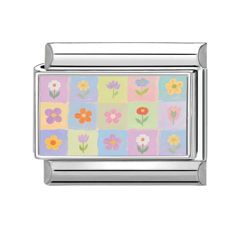 Wholesale Italian Style Plant Floral Stainless Steel DIY Bracelet Accessories - Decorative Charms for Gift Boutique Resale