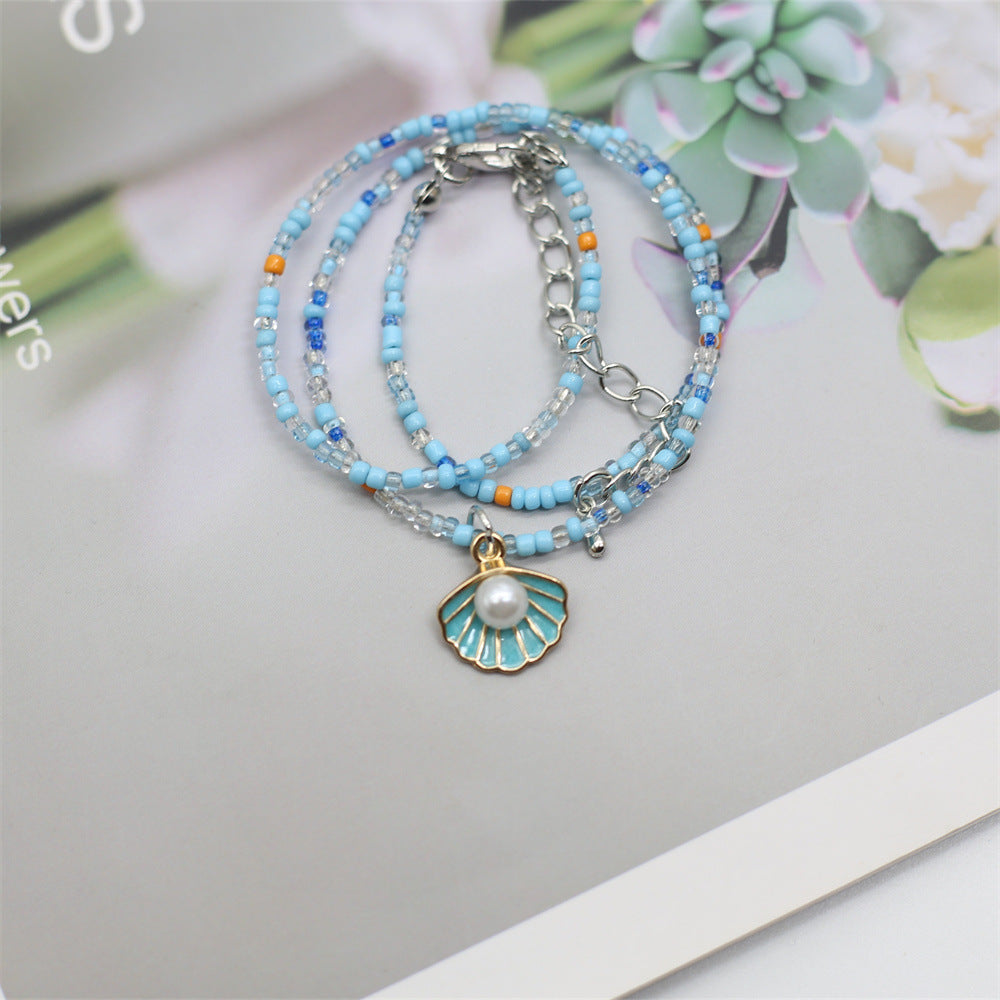 Wholesale Colorful Beaded Necklace Bohemian Shell Pearl Clavicle Necklace