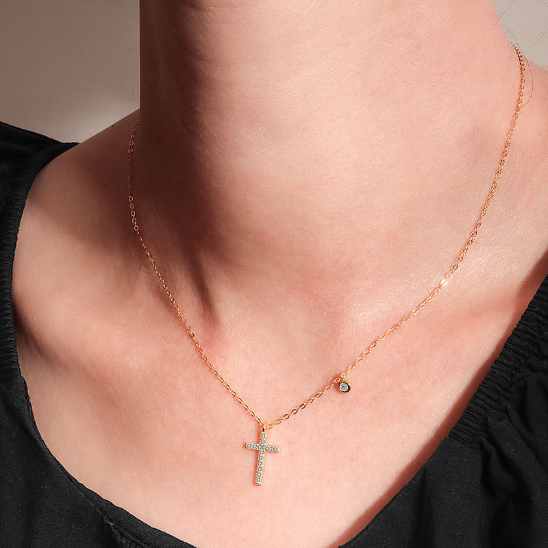 Wholesale s925 sterling silver cross necklace full diamond necklace