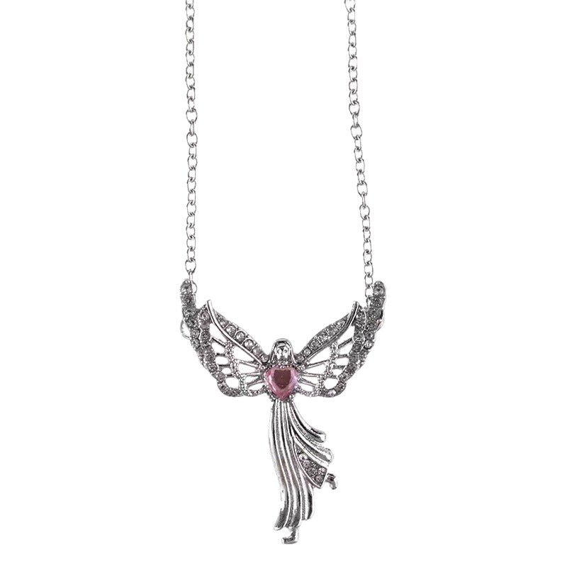 Wholesale  Retro Angel Wings Necklace Diamond Love Pendant Clavicle Chain