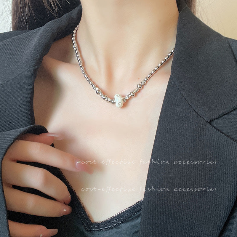 Wholesale Stainless steel beaded clavicle chain accessories  star three-dimensional ball summer light luxury necklace
