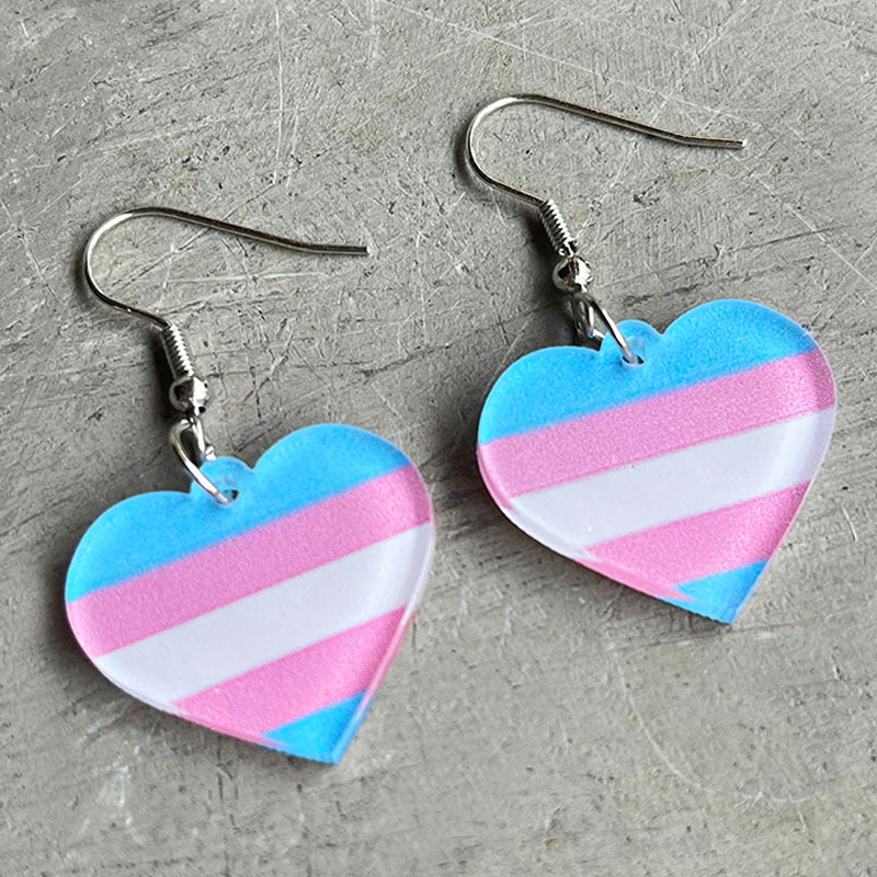 Wholesale 2 Pairs/pack LGBT Rainbow Heart Acrylic Earrings ACC-ES-HY065