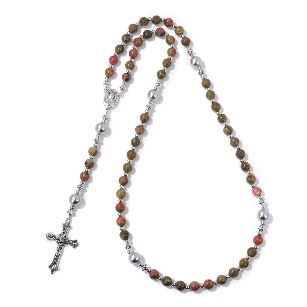 Wholesale Cross Shape Natural Stone Bead Bracelet Unisex Handmade Jewelry for Travel Gift Resale