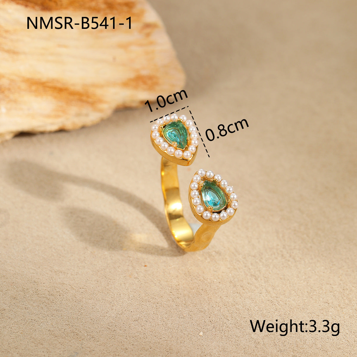 Wholesale  Luxury Inlaid Zircon Natural Stone Stainless Steel Ring