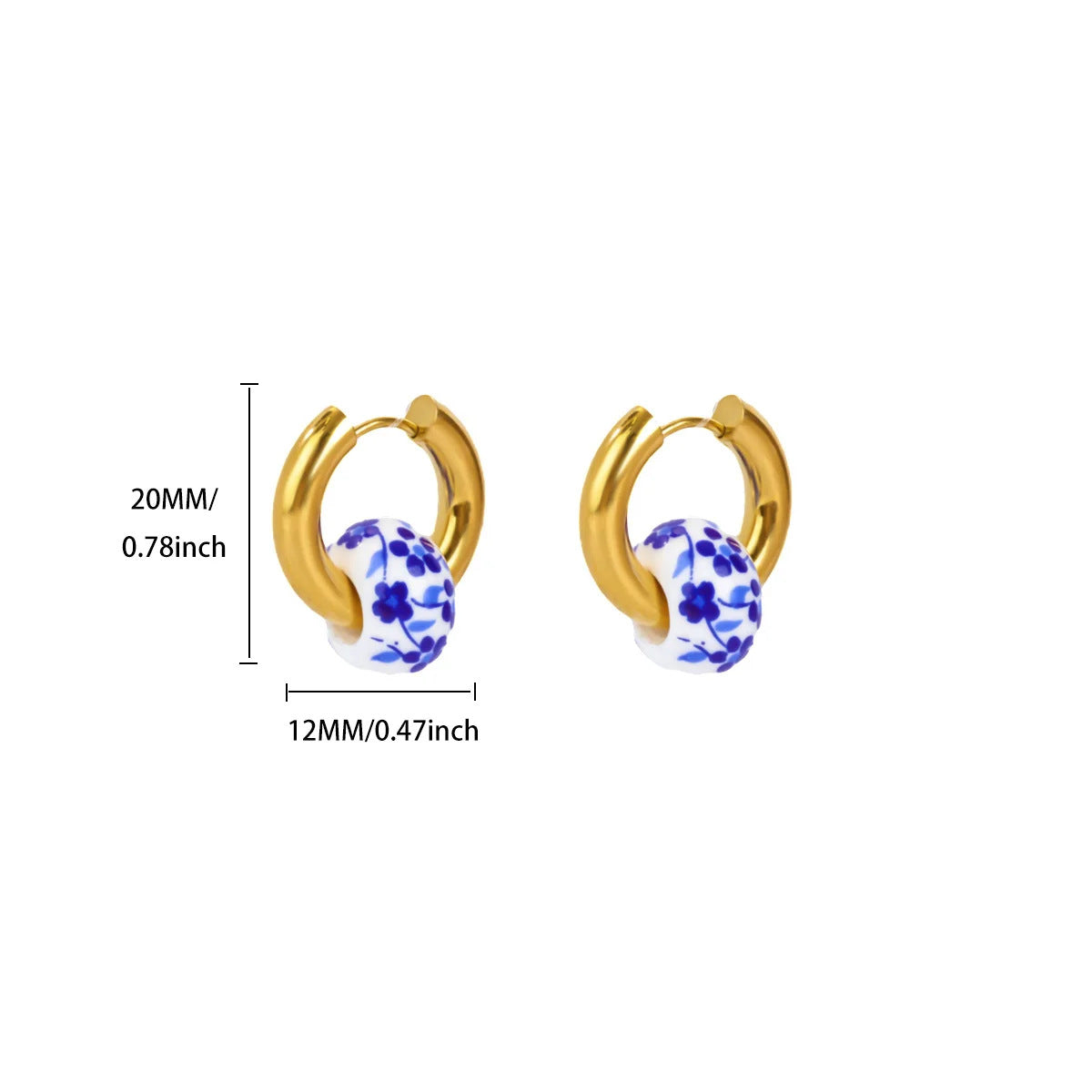 Wholesale Stainless steel earrings plated with 18K gold and natural stone