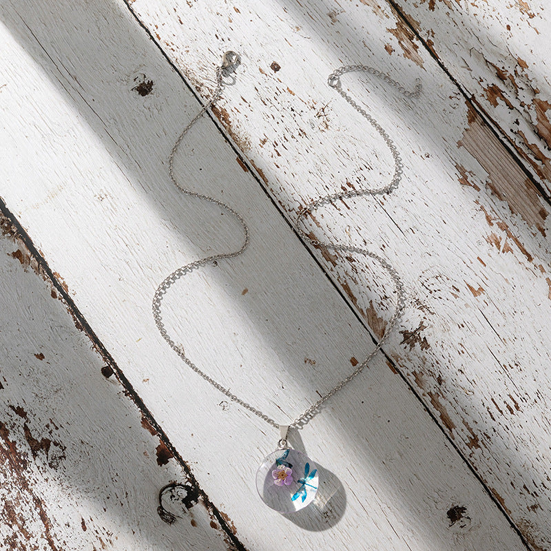 Wholesale crystal clear round glass pendant necklace