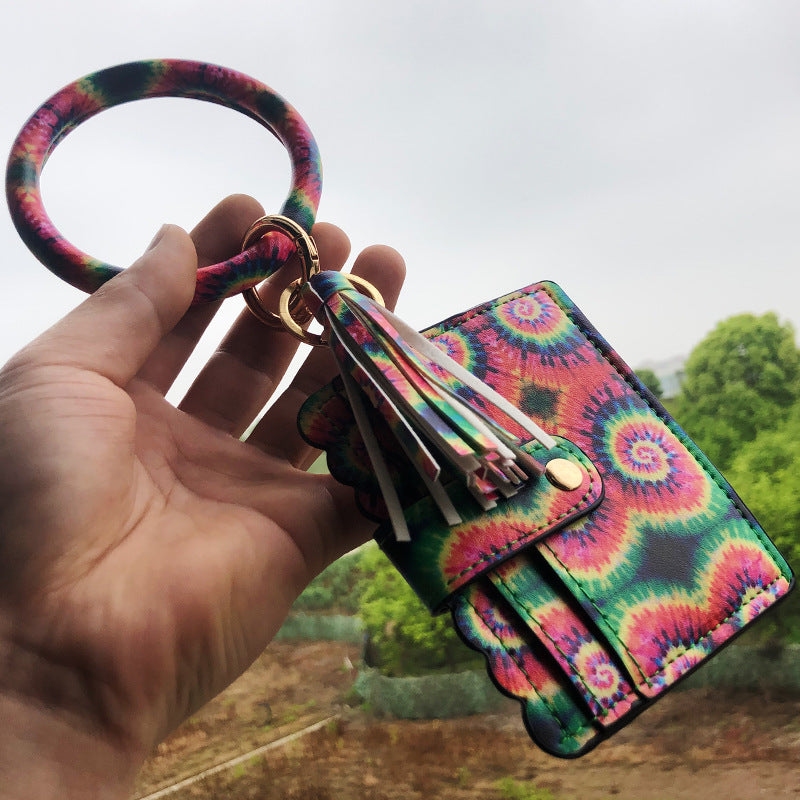 Wholesale Leopard Print PU Leather Tassel Keychain Wallet - Chic Fashion Accessory for Gift