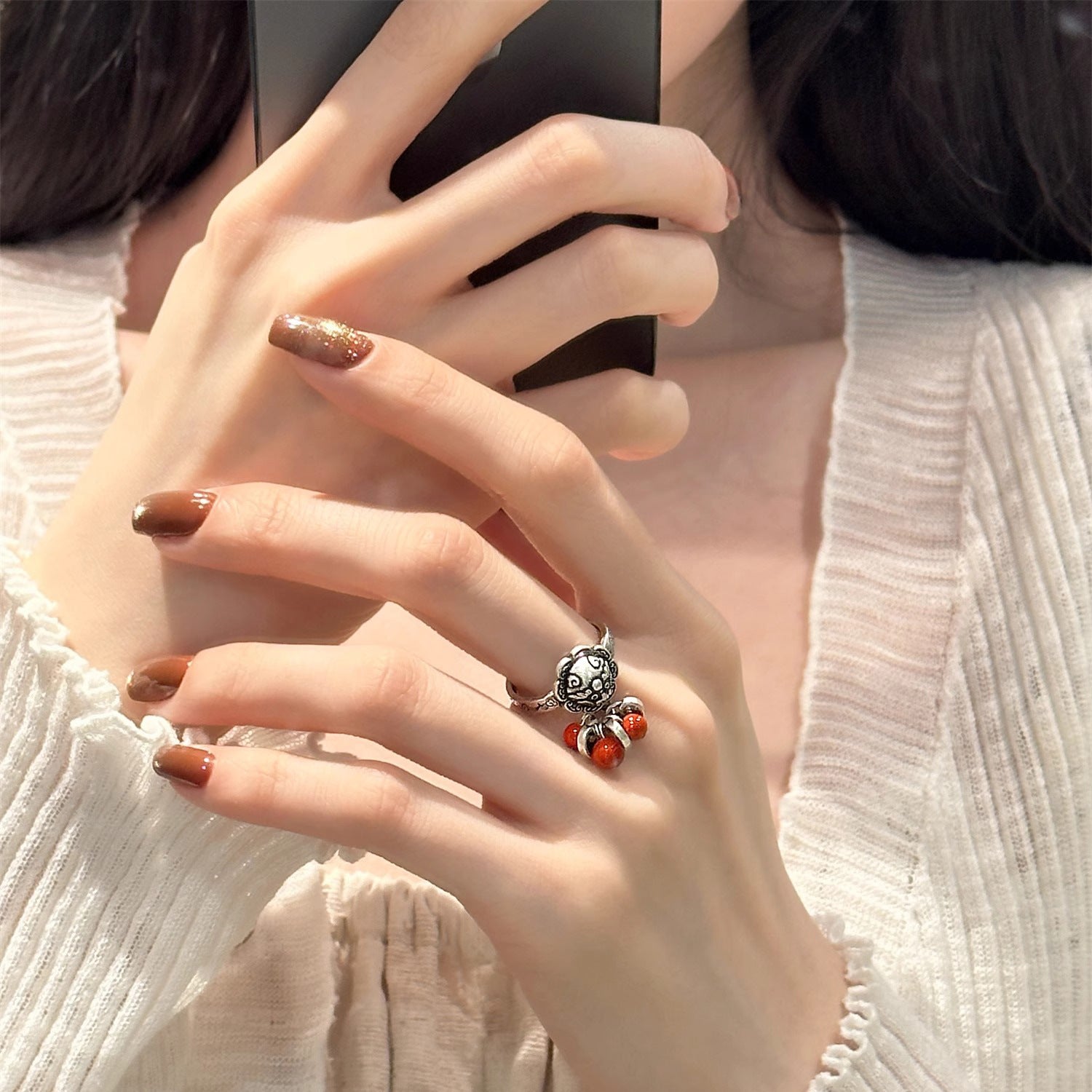 Wholesale  Ethnic Style Pixiu Ring Fashion Creative Rotatable Ring