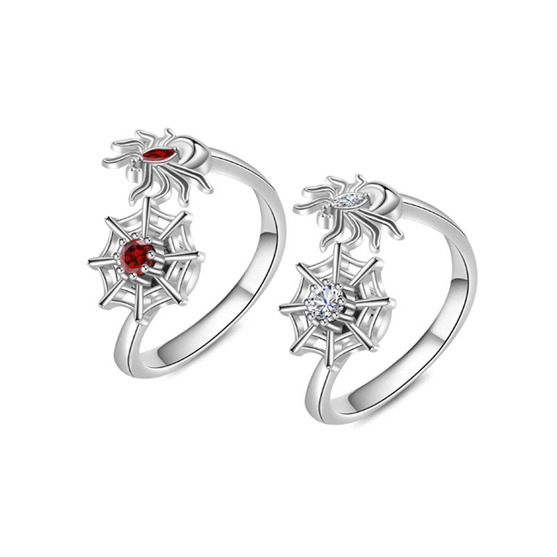 Wholesale  Web Rotating Zircon Ring for Women - Adjustable Open Ring,  Copper Electroplated,  Fashion Jewelry Accessory