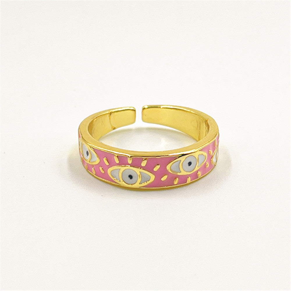 Wholesale Five-color oil-drip devil' s eye color-preserving electroplating ring