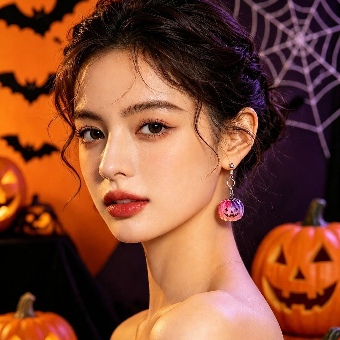 Wholesale  Acrylic Earrings Double-Sided Printed Ghost Cat Pumpkin Drop Earrings Party Gift