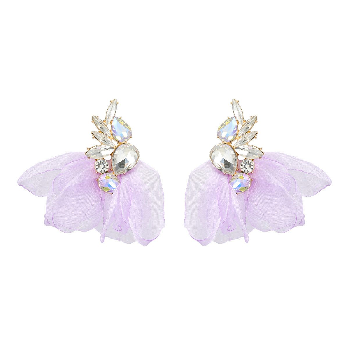 Wholesale Bohemian Colored Diamond Fabric Flower Earrings ACC-ES-JL028