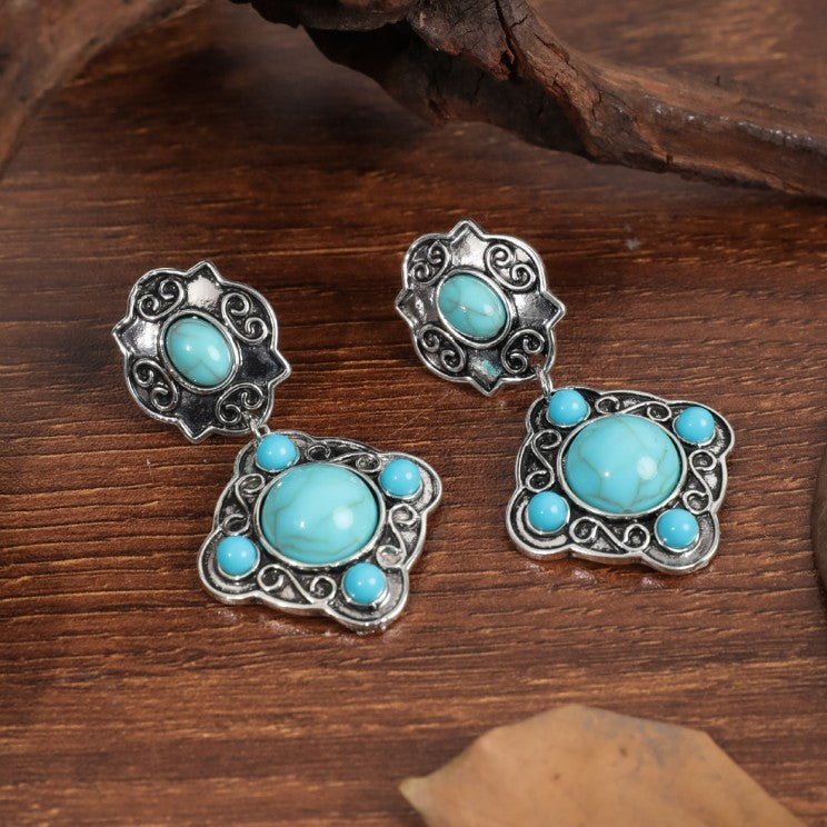 Wholesale Bohemian Vintage Ethnic Style Turquoise Earrings ACC-ES-JunJie003