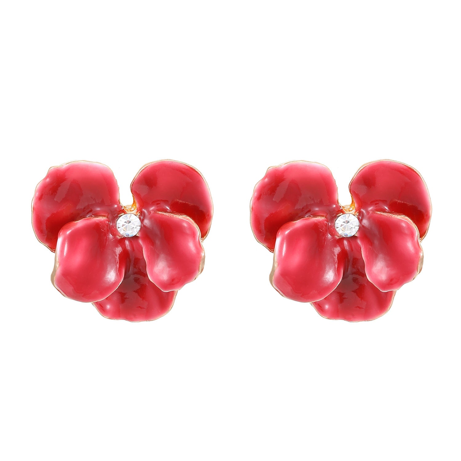 Wholesale Trendy Colorful Drip Oil Irregular Flower Earrings For Women Floral Petal Jewelry Accessory Party Wear