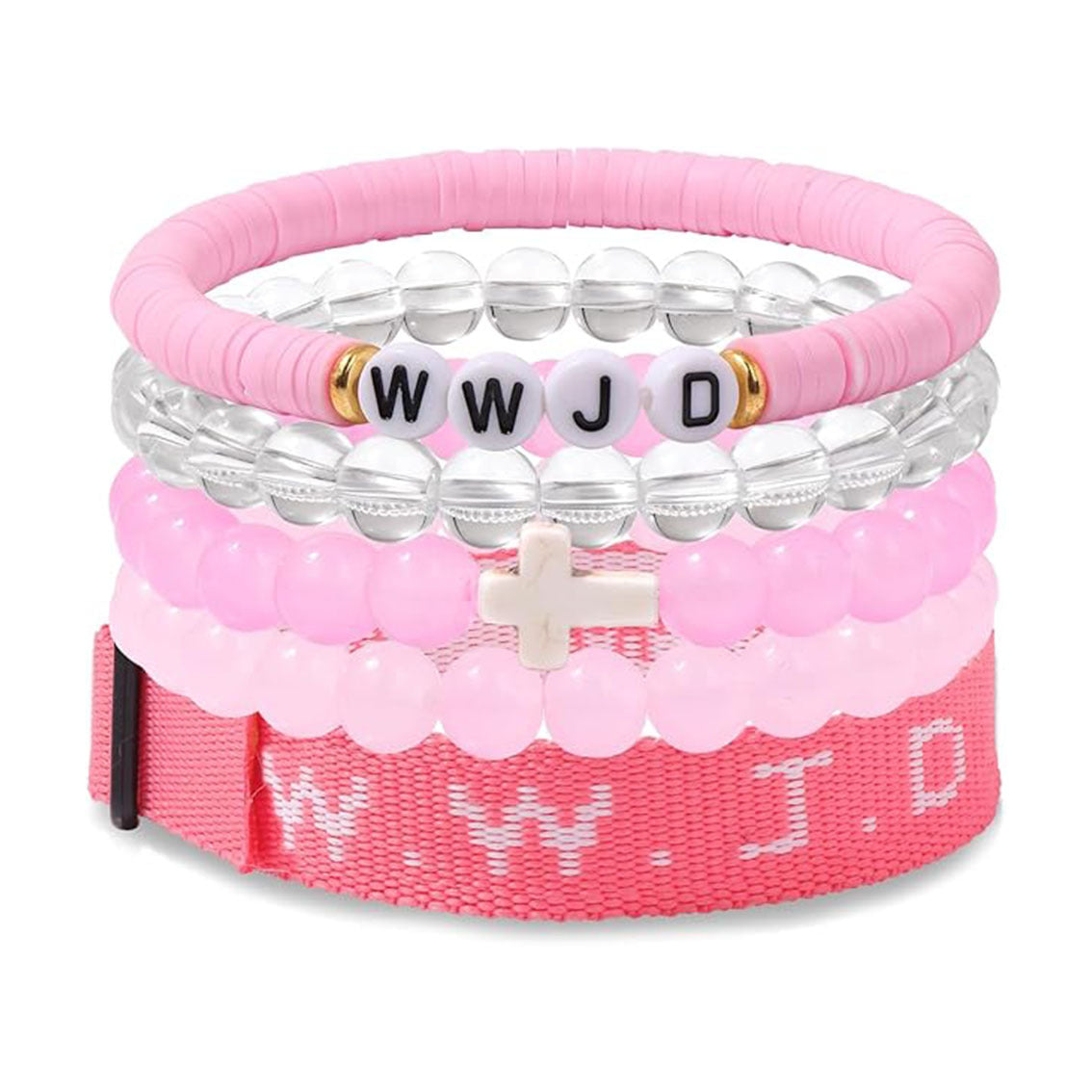 Wholesale Beaded Cross Mi Three-Piece  Purple Bracelet Combination Pink and Blue with Card  Bracelet