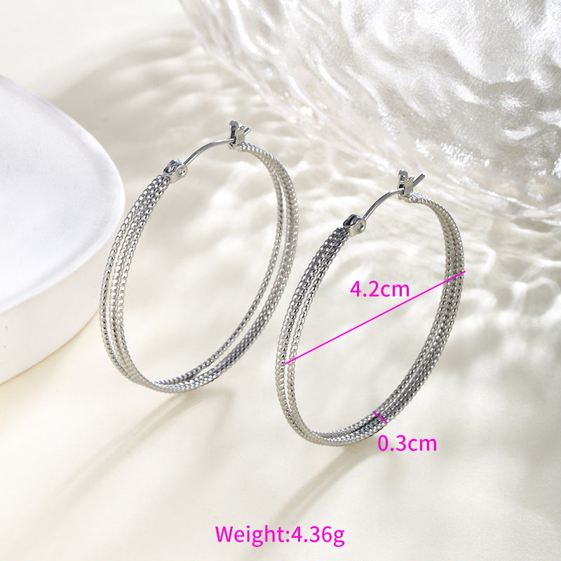 Wholesale Stainless steel heart-shaped large circle earrings