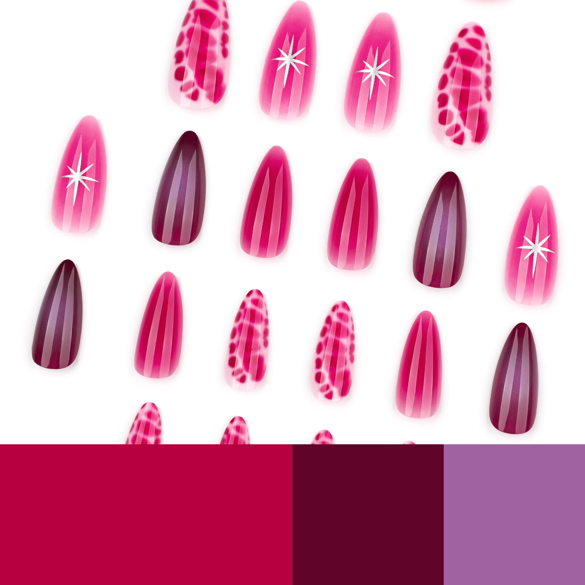 Wholesale 24 Pieces/box Rose Red Smudge Nails Kits Nail Stickers