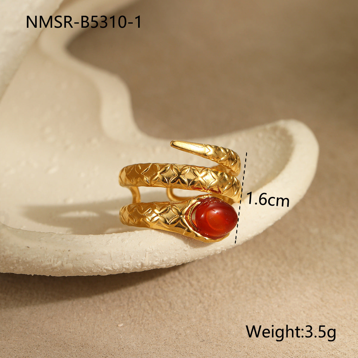 Wholesale  Luxury Inlaid Zircon Natural Stone Stainless Steel Ring