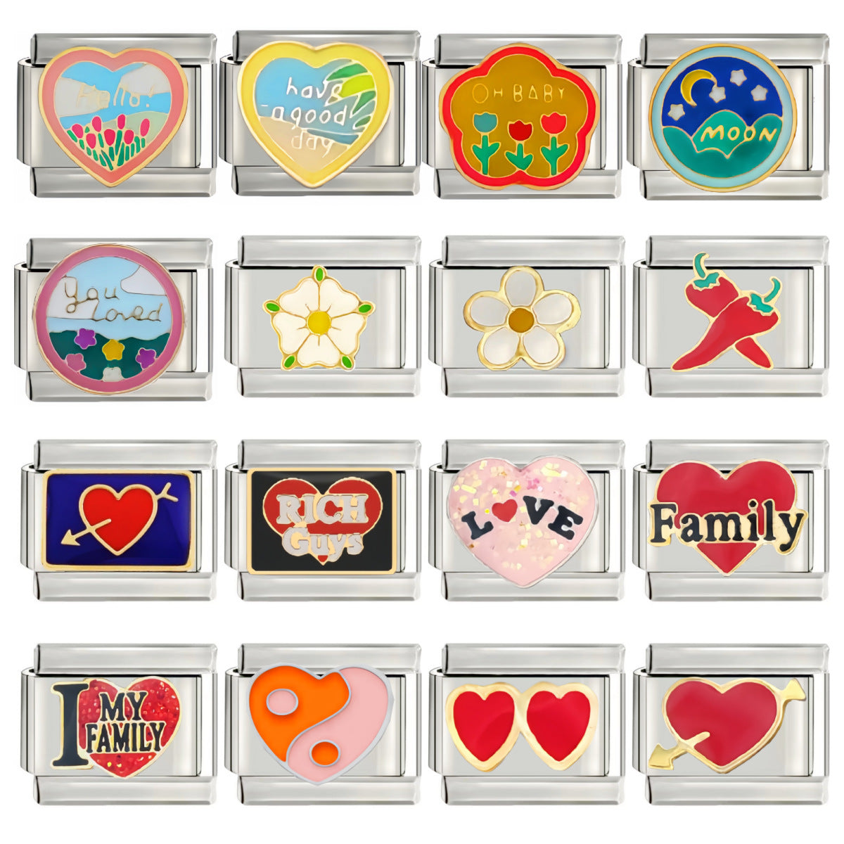 Wholesale Italian Charm Starter Bracelets DIY square Single Section Creative Stainless Steel Composable Bracelet