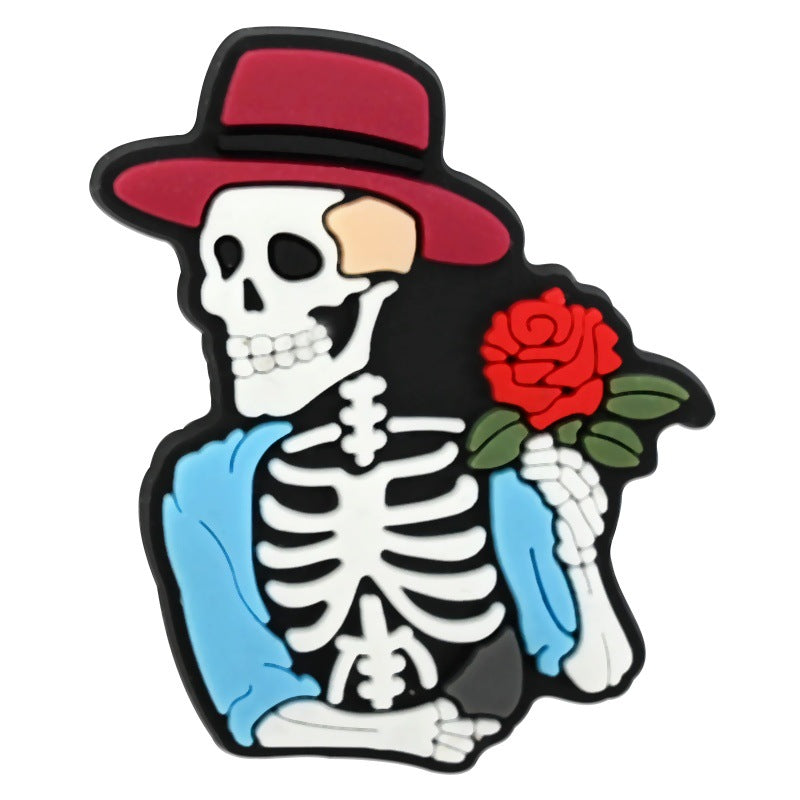 Wholesale Random 100pcs  skull cartoon clogs  PVC Soft Rubber Shoe Buckle Decoration