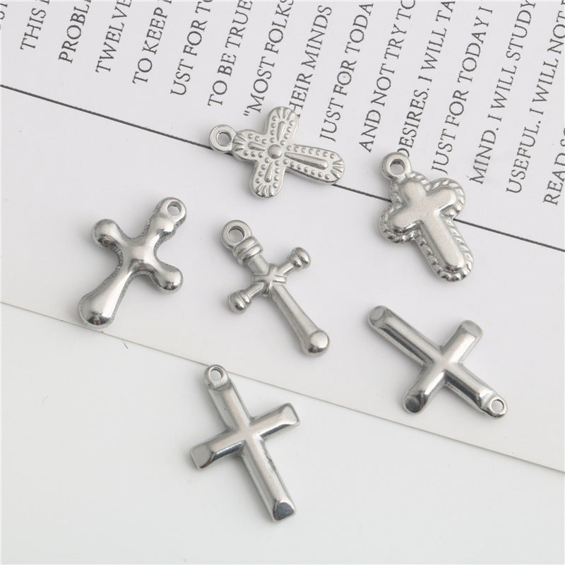 Wholesale Stainless steel small cross necklace bracelet pendant