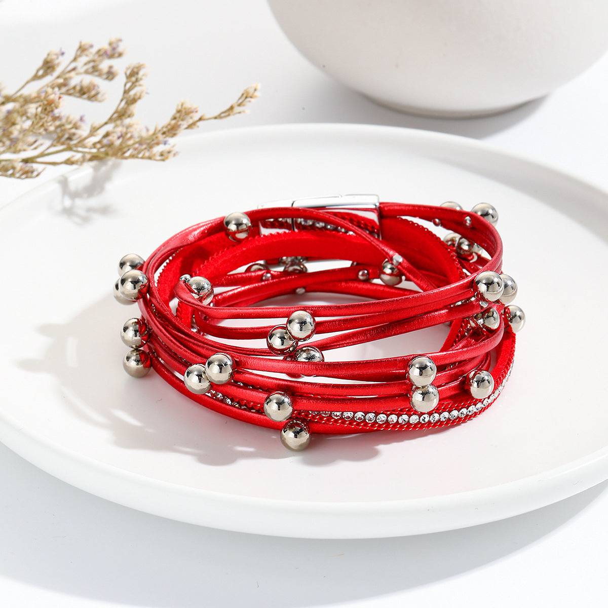 Wholesale Two Circle Beaded Leather Bracelet Multi-layered Layered Bracelet Set ACC-BT-Shangy003