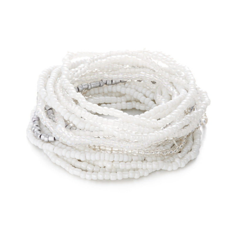 Wholesale Bohemian Same-Color Stacked Rice Beads Bracelet Set