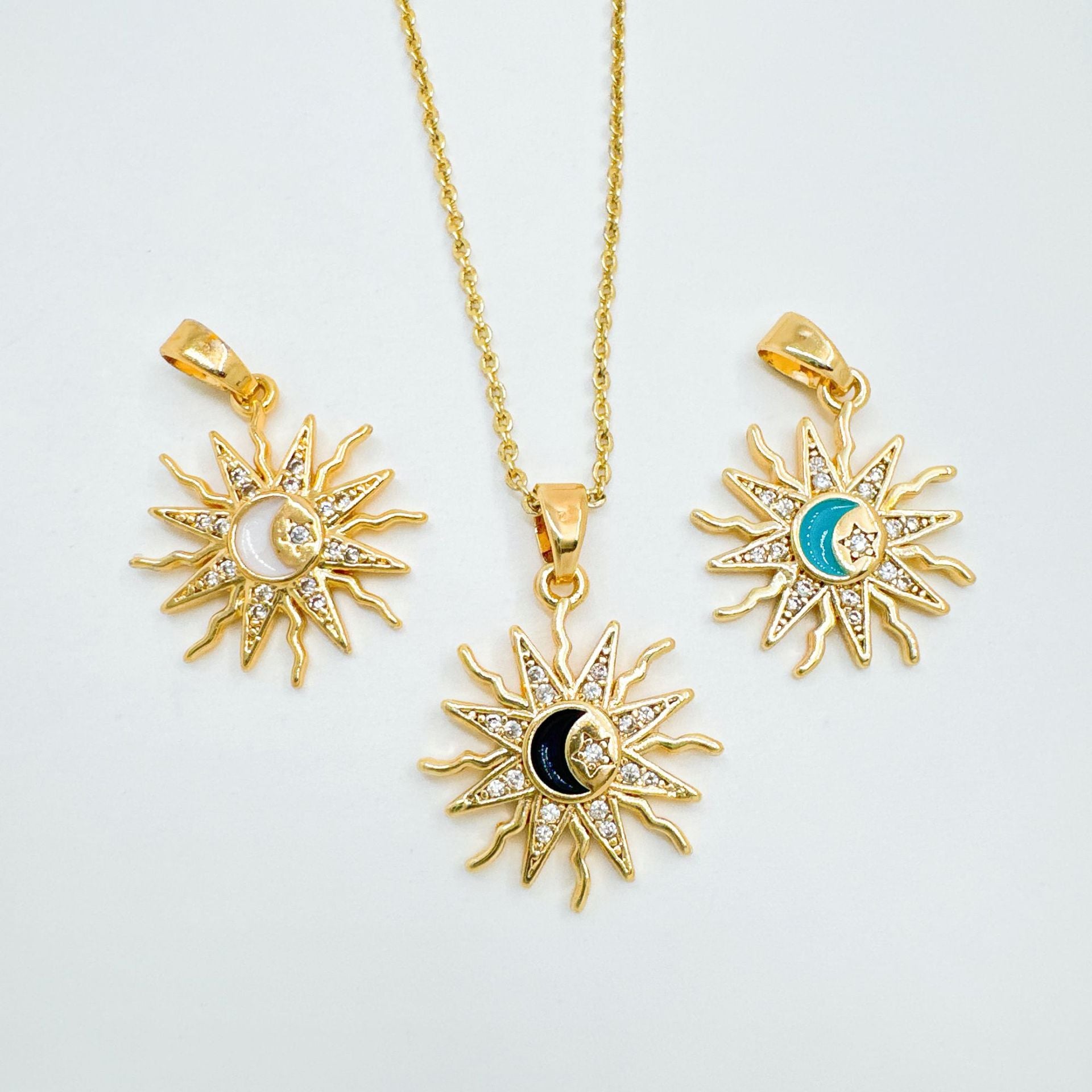 Wholesale Gold Plated Copper Sun Moon Pendant Necklace In Style Chic Jewelry Accessory