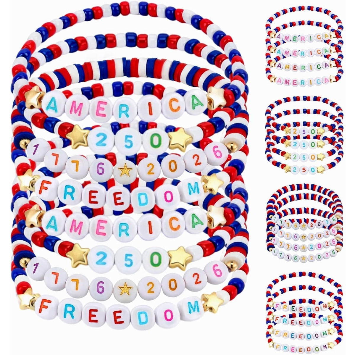 Wholesale Independence Day Women' s Bracelet 8 Clay Bead bracelet Layered Bracelet Set