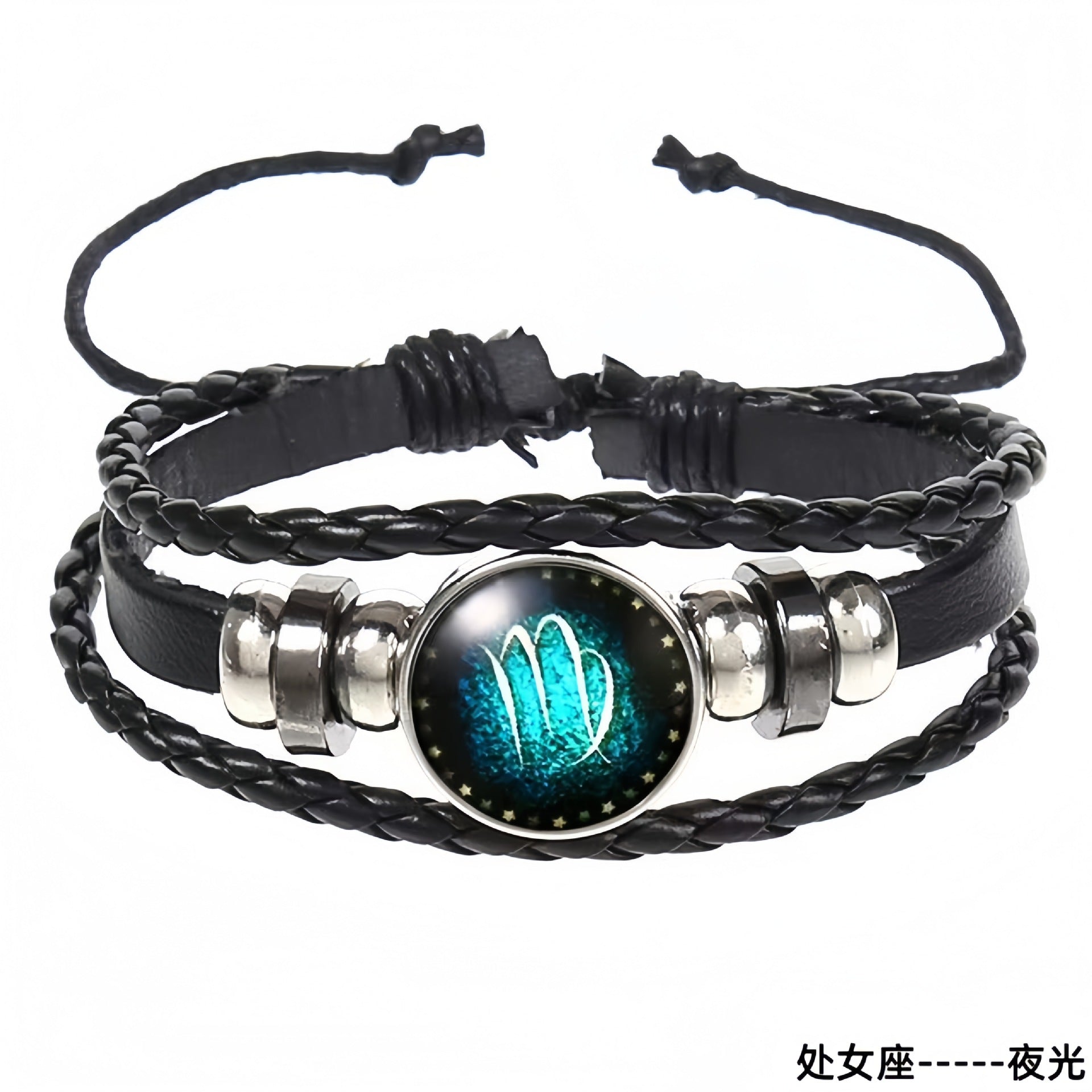 Wholesale Artificial Leather Contion Bracelet,  Unisex Glow in Dark Zodiac Jewelry,  Travel Souvenir Gift for Resale