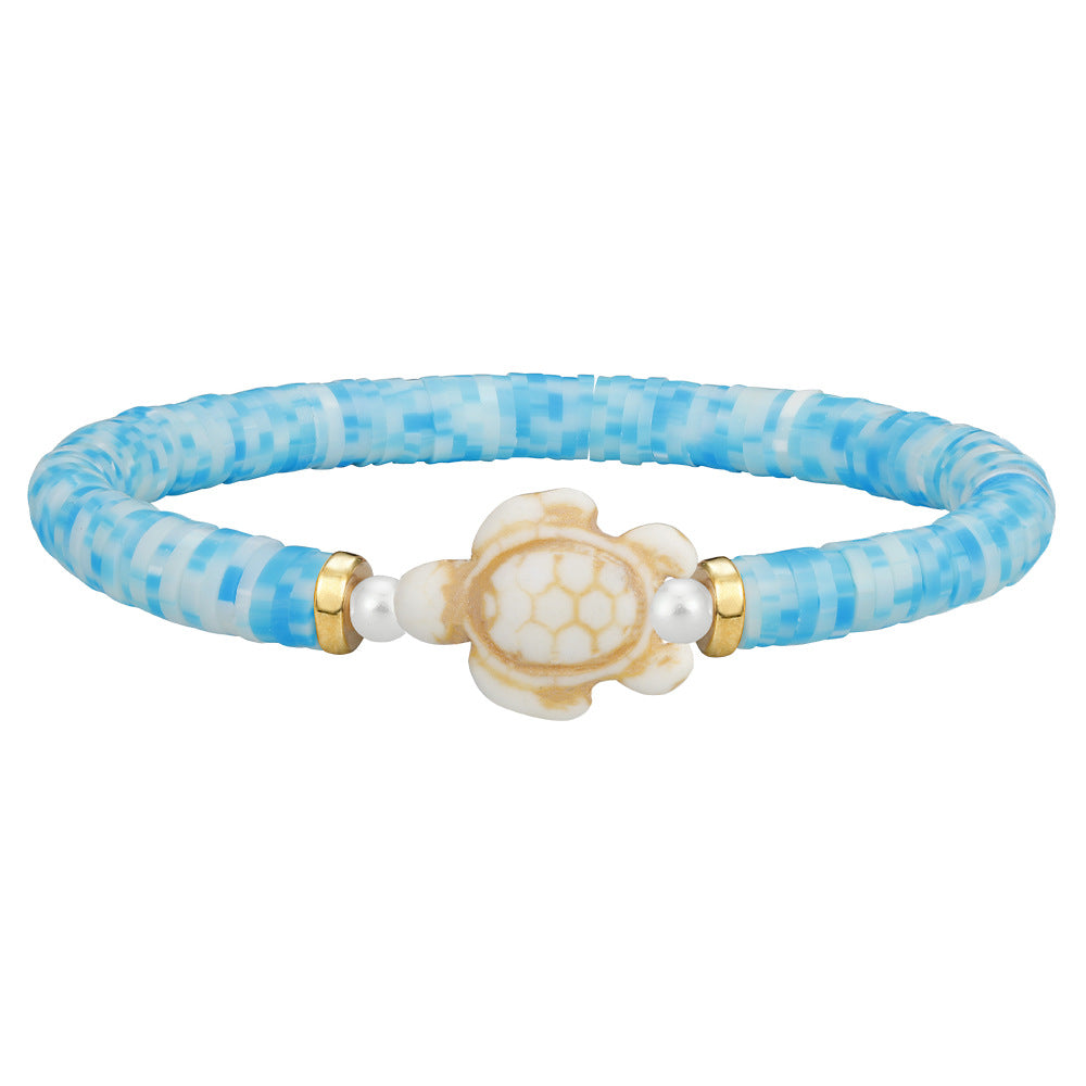 Wholesale polymer clay beaded elastic bohemian style handmade turtle bracelet