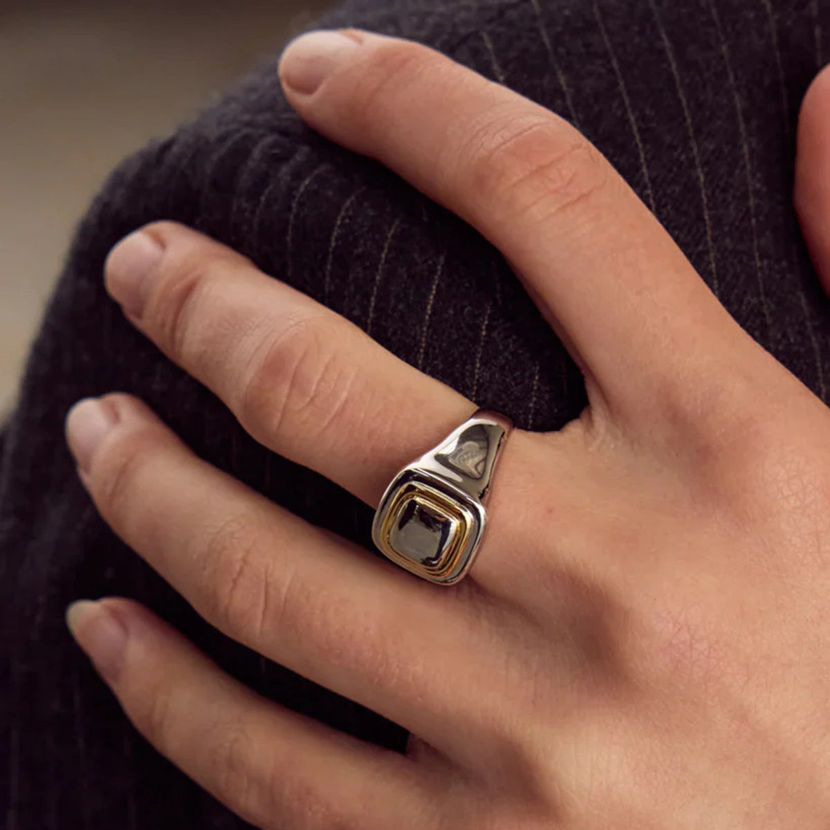 Wholesale Stainless Steel Color-matching Geometric Exaggerated Earrings  Retro Ring