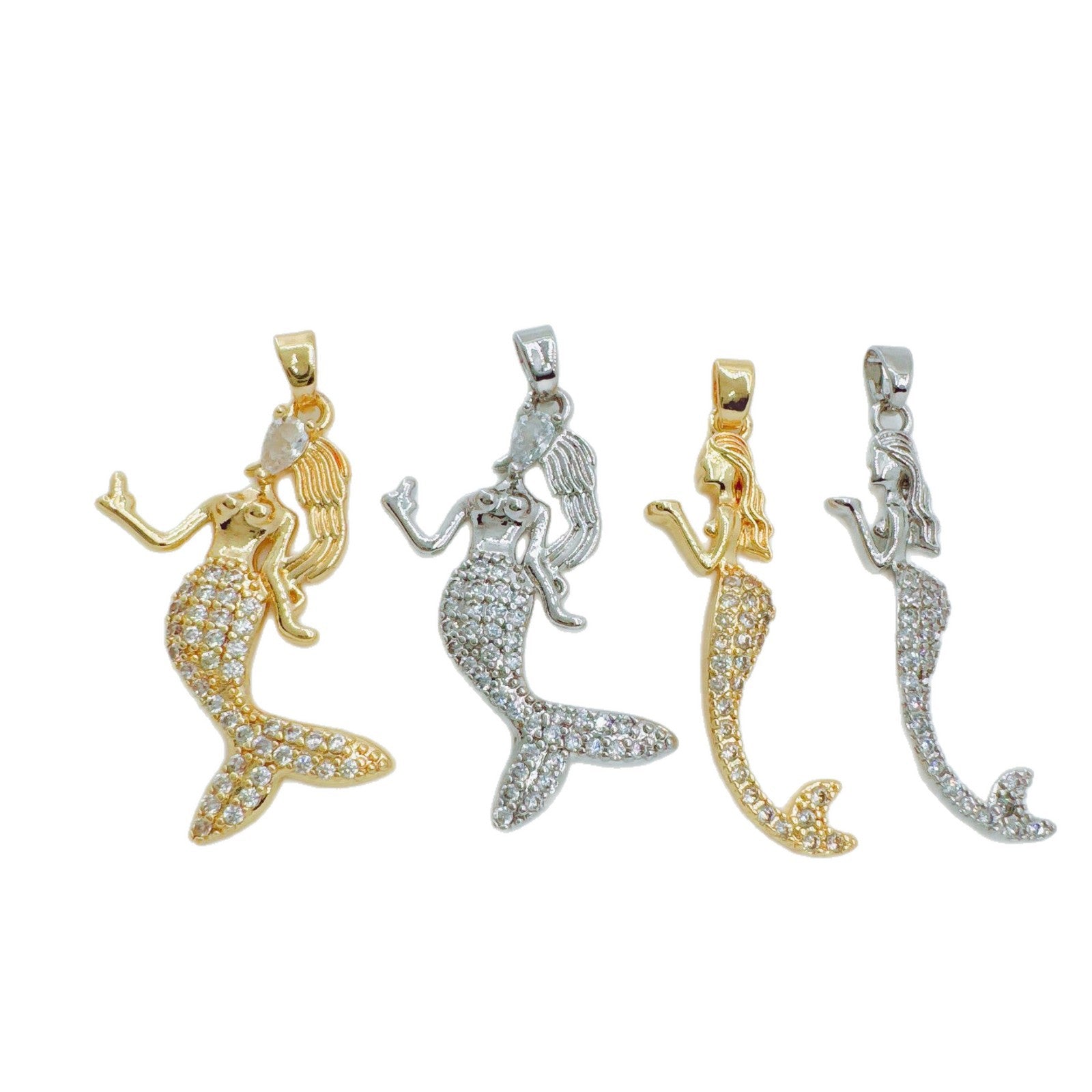 Wholesale Gold Plated Mermaid Pendant Necklace,  Chic Jewelry Accessory for Women