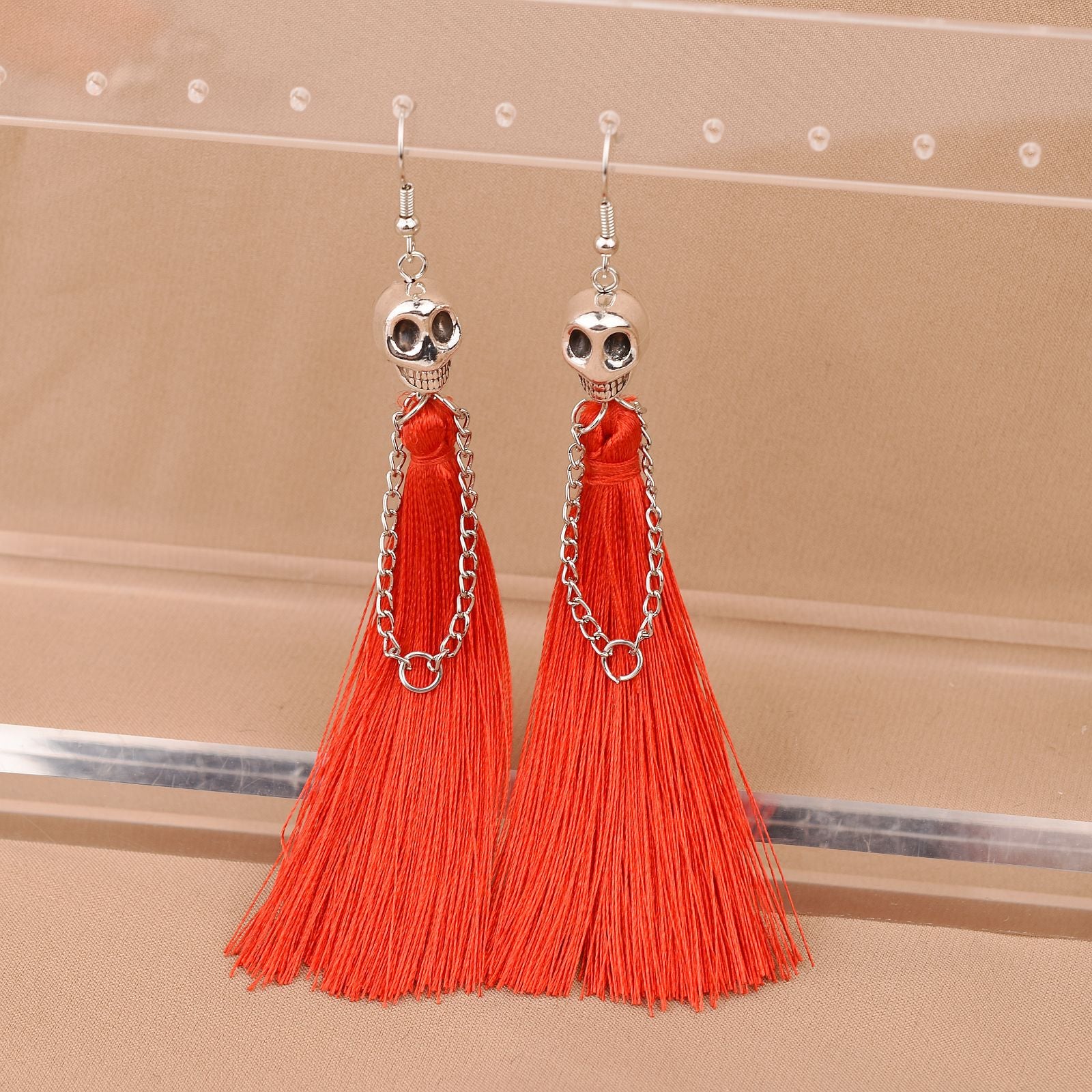 Wholesale Halloween Skull Tassel Earrings ACC-ES-Xunt006