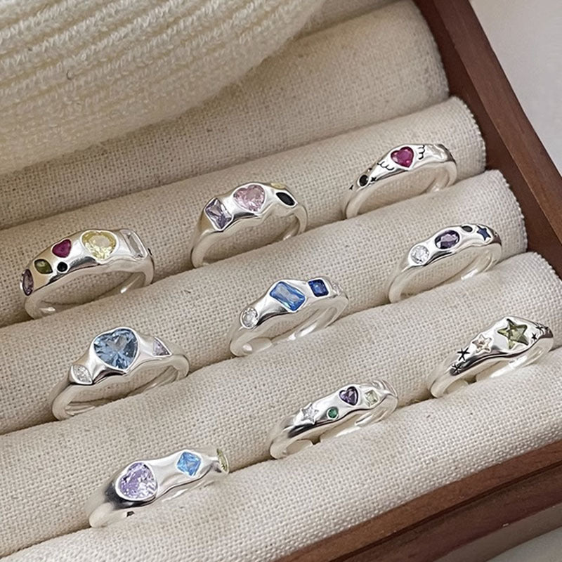 Wholesale Colored Zirconia Heart Open Ring ACC-RS-Chuyu002