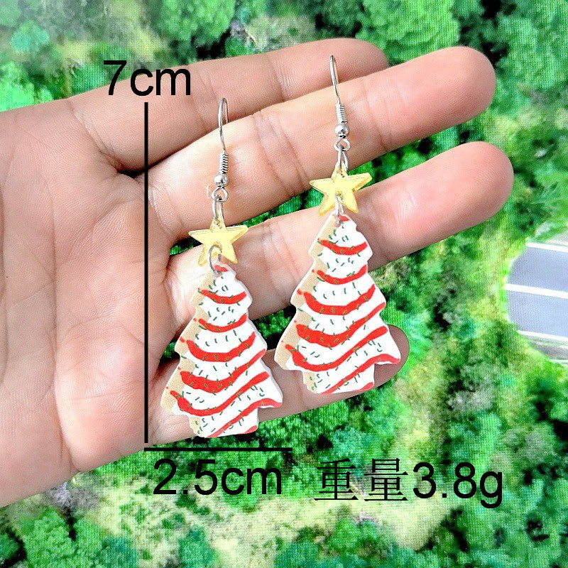 Wholesale Christmas Acrylic Earrings Snowman Bell Tree Hat Cartoon Holiday Jewelry Party Wear Gift