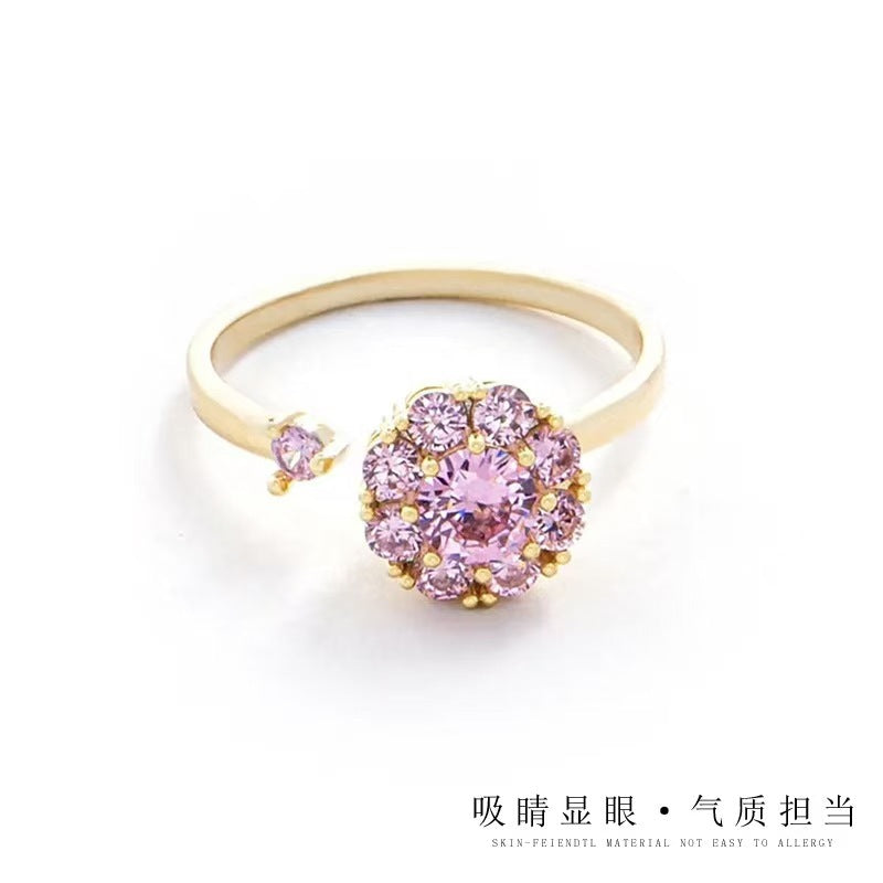 Wholesale Gold Plated Rotatable Flower Ring Women' s Jewelry Accessory